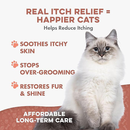 Cat Itchy Skin Relief & Hair Loss Treatment, Holistic Allergy Relief for Cats Calms Dry Skin, Dandruff & Reduces Licking, Scratching, Patchy, Matted and Shedding Fur, 400 Easy to Use Pills