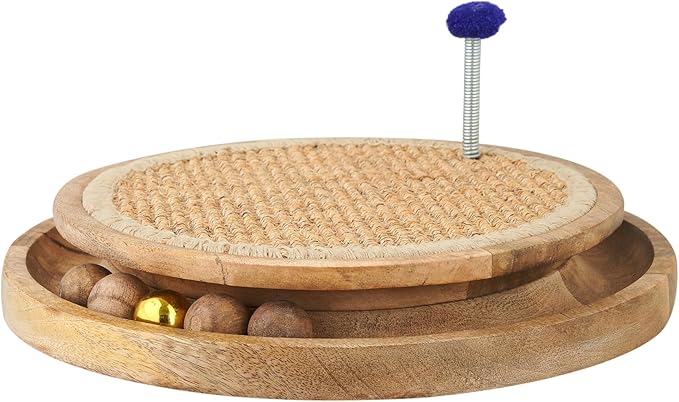 Interactive Cat Toy Natural Sisal Cat Scratcher Toys with Interactive Play Balls – Indoor Cat Scratch Pad for Furniture Protection, Exercise & Stress Relief