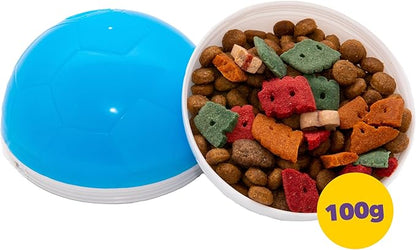 amicus - Crazy Ball Treat Dispenser - Pets Treat Ball - Interactive Treat Dispensing PetsToy - Pets Enrichment Toys - Pets Toys to Keep Them Busy - Slow Feeder - 300g/10.5 oz - White/Blue