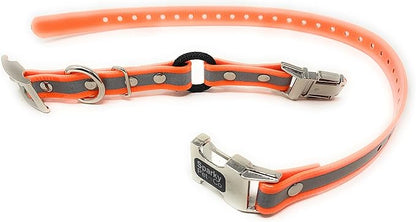 Sparky Pet Co -Zeus ECollar Replacement Strap - Bungee Loop Dog Collar Waterproof Biothane -Adjustable - Double Buckle - Quick Snap Metal Clasp - Invisible Fence Systems - 3/4" x 28" Orange Refl