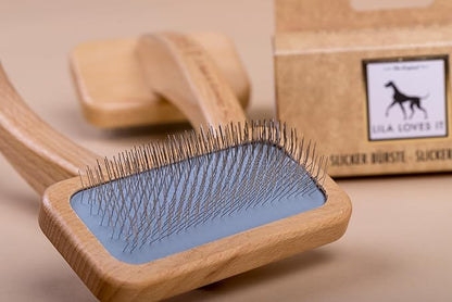 Undercoat brush for dogs - with rounded metal tines, vegan, with beech wood from sustainable forestry, SLICKER BRUSH MEDIUM by LILA LOVES IT