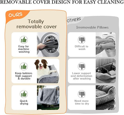 Comfort Expression Orthopedic Dog Bed for Medium Dogs 28x19 Inch, Waterproof Supportive Egg Crate Foam Medium Pet Bed with Removable Bolsters, Dog Couch with Washable Cover & Non-Slip Bottom, Purple