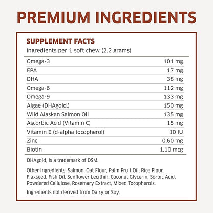 Salmon Oil for Dogs - Wild Alaskan Fish Oil for Dogs - Omega 3 for Dogs - Itch Relief for Dogs - Dog Joint Health - Dog Allergy Relief- Dog Itch Relief - 120 Dog Fish Oil Soft Chews