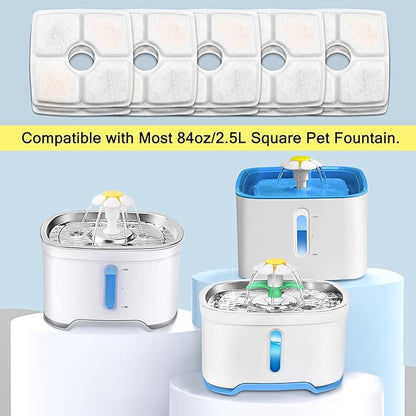 Cat Water Fountain Filters, 12 Pack Replacement Filter Fit for Top Square 84oz/2.5L Cat Pet Fountain, 3 Filtration System