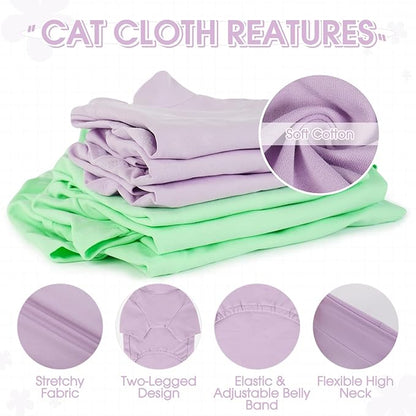 OUOBOB Sphynx Hairless Cat Clothes, Soft Cotton Pullover Turtleneck Shirt with Sleeves for Kitten Puppy Small Dogs, Cat Pajamas for All-Season - Purple XXL