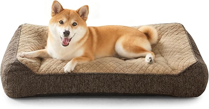 JOEJOY Orthopedic Dog Bed Medium Sized Dogs, Extra Thick Supportive Big Dog Couch Bed with Sides, Ultra Soft Pet Bed Sofa, Brown, 35''x25''