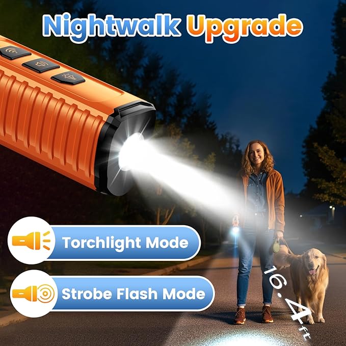 Cbersmg Dog Bark Deterrent Device 3X Anti Barking Device for Dogs, 5 Modes Stop Neighbors Dog Barks No More Safe for All Dogs 50FT Bark Control Indoor Outdoor with Flashlight,Dog Training Device