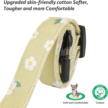 Cotton Handmade Dog Collar Cute and Distinctive Patterns Green Flower with Pendant for Girl Boy Dogs Collars S