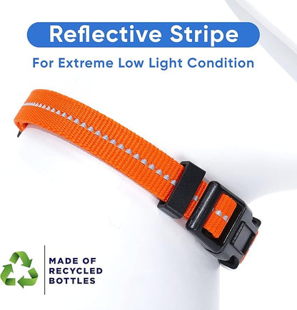 Pawtitas Recycled Dog Collar with Reflective Stitched Puppy Collar Made from Plastic Bottles Collected from Oceans Medium Orange Habanero