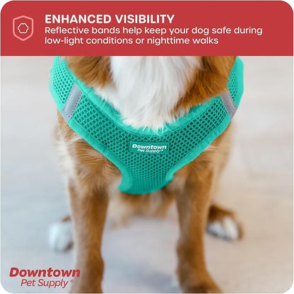 Downtown Pet Supply Step in Dog Harness No Pull, X-Large, Bermuda Blue - Adjustable Harness with Padded Mesh Fabric and Reflective Trim - Buckle Strap Harness for Dogs