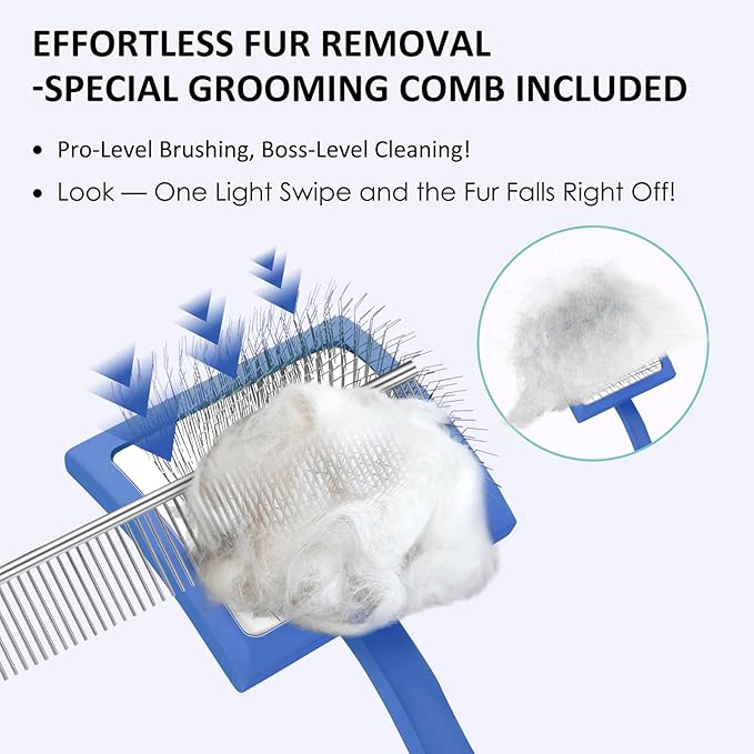 Slicker Brush for Dogs, Large Dog Brush to Long Haired Dogs for Goldendoodles Poodles Doodles Bernedoodles, Long Pin Grooming Kits to Dematting & Reducing Tangles and Fluff, Blue
