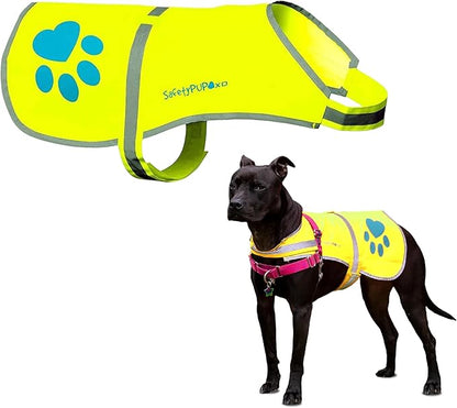 SafetyPUP XD Dog Reflective Vest – Hi-Vis Fluorescent Visibility That Helps to Safeguard Your Pet On/Off Leash in Urban & Rural Areas (Yellow, X-Large)