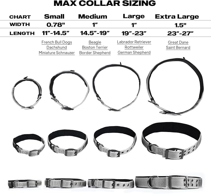 PetiFine Dog Collar for Large Dogs, Neoprene Padded and Adjustable, Reflective Wide Heavy Duty Pet Collars with Durable Metal Belt Buckle for Walking, Black, XL