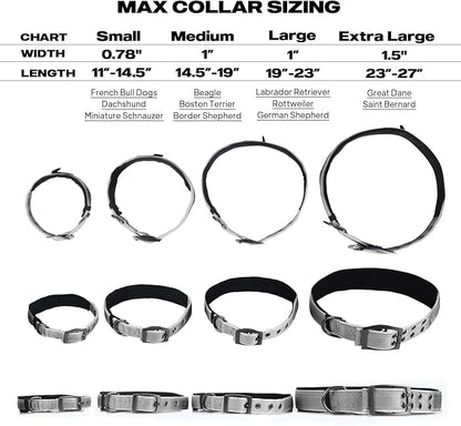 PetiFine Dog Collars for Medium Dogs, Neoprene Padded and Adjustable, Reflective Wide Heavy Duty Pet Collars with Durable Metal Belt Buckle for Walking, Grey, M