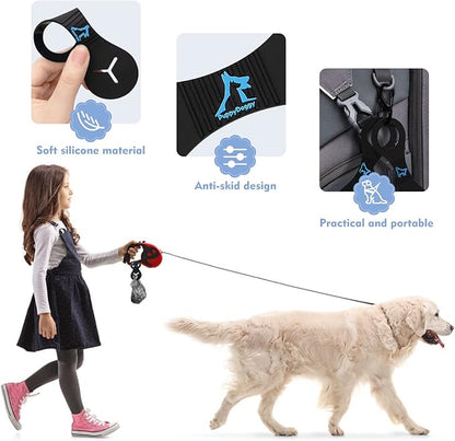 PuppyDoggy Dog Poop Bag Holder for Leash Waste Bag Carrier Dog Poop Bag Dispenser for Walking Running Bicycle Accessory 4 pieces (Pink)
