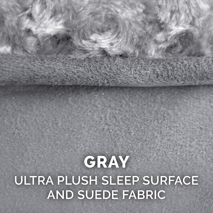 Furhaven Cooling Gel Dog Bed for Large/Medium Dogs w/ Removable Washable Cover, For Dogs Up to 38 lbs - Ultra Plush Faux Fur & Suede Luxe Lounger Contour Mattress - Gray, Large