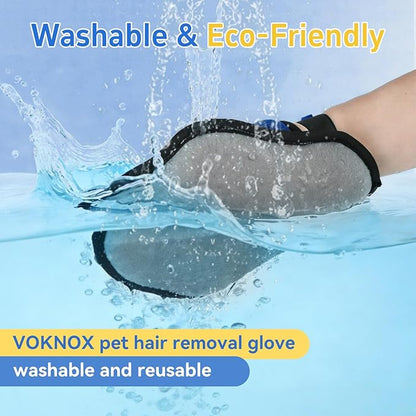 VOKNOX Pet Hair Removal Glove for Dogs & Cats, Electrostatic Five-Finger Hair Remover for Furniture, Couch, Carpet & Car Seat, Reusable Washable Pet Fur Cleaning Tool, Not for Grooming (1 PCS)