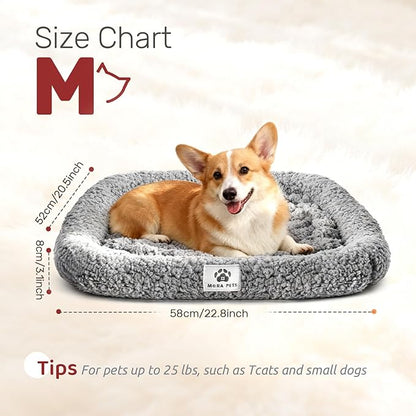 Mora Pets Self Warming Cat Bed Self Heating Pet Pad with Bolster and Foam Washable Removable Cover Non Slip Thermal Sherpa Fabric Pet Mat Grey 23 Inch