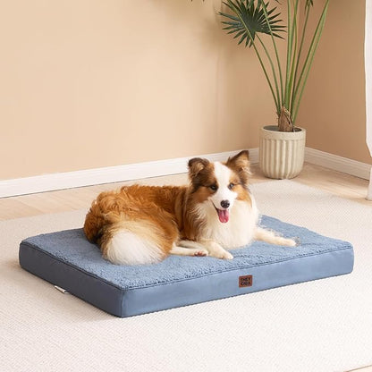 EHEYCIGA Orthopedic Dog Beds for Large Dogs with Removable Washable Cover, Spa Blue, 36x27
