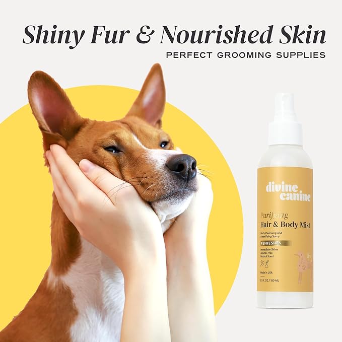 Divine Canine Cleansing Hair and Body Spray for Dogs - 5.1 Fl Oz of Dog Deodorizer, Long Lasting Formula - Everyday Body Spray with Aloe, Lemongrass Oil, and More - Made in The USA