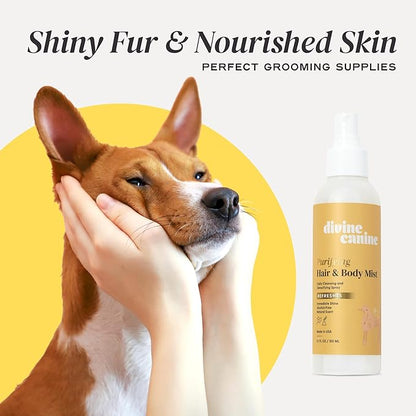 Divine Canine Cleansing Hair and Body Spray for Dogs - 5.1 Fl Oz of Dog Deodorizer, Long Lasting Formula - Everyday Body Spray with Aloe, Lemongrass Oil, and More - Made in The USA