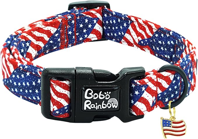 Independence Dog Collar-USA Flag Print Pet Collar Adjustable Cute Soft Comfortable Cotton Collars Holiday Puppy Collar Gift for X-Small Dogs