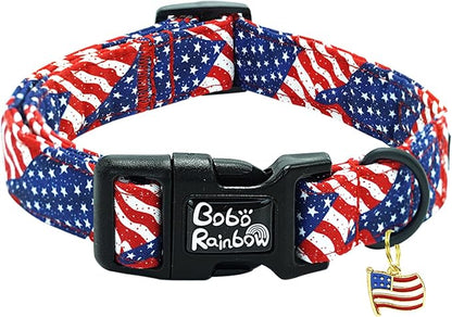 Independence Dog Collar-USA Flag Print Pet Collar Adjustable Cute Soft Comfortable Cotton Collars Holiday Puppy Collar Gift for Small Dogs