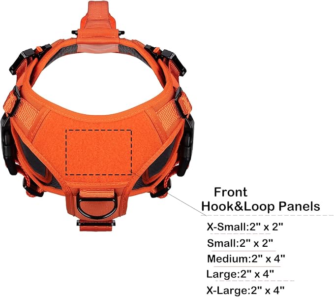 ICEFANG GN3 Tactical Dog Harness with 6X Buckle,Dog Molle Vest with Handle,3/4 Body, Hook and Loop Panel for ID Patch,No Pulling Front Clip (M (Neck 15"-22"; Chest 25"-31"), Safety Orange)