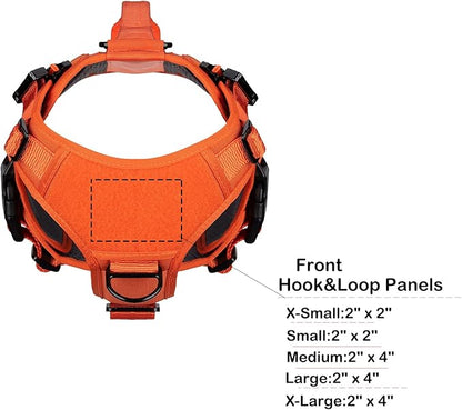 ICEFANG GN3 Tactical Dog Harness with 6X Buckle,Dog Molle Vest with Handle,3/4 Body, Hook and Loop Panel for ID Patch,No Pulling Front Clip (M (Neck 15"-22"; Chest 25"-31"), Safety Orange)