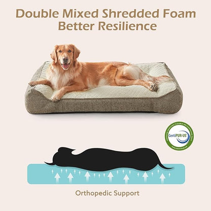 JOEJOY XL Orthopedic Dog Beds Large Sized Dog, Extra Thick Supportive Big Dogs Couch Bed with Sides, Ultra Soft Pet Bed Sofa for Large Dogs, Beige, 42inch