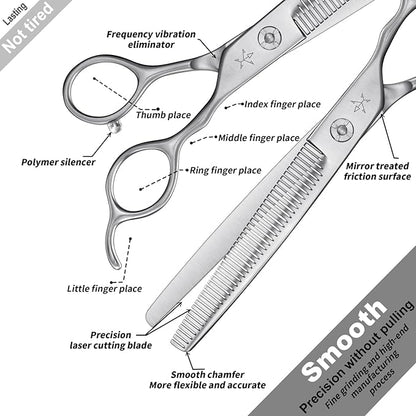 High-end Professional Dog Grooming Thinning Scissors Teeth Cutting Blending Shears Pet Texturizing Shears 7 Inch Extremely Very Sharp Stainless Steel Alloy For Cat Other Animals Groomer