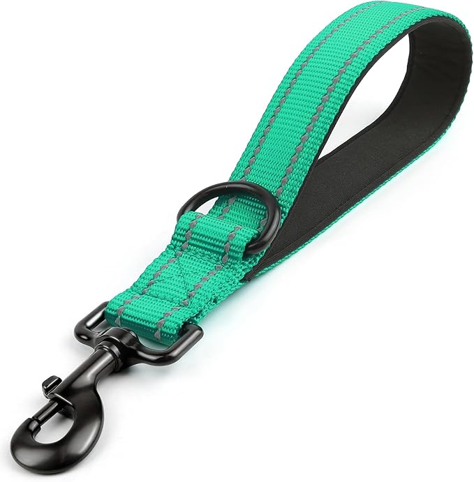 Joytale Strong Short Dog Leash 1FT, 1.2 Inch Wide, Heavy Duty, Padded Handle for Traffic Control, Reflective Leash for Medium and Large Dogs Walking Training, Teal