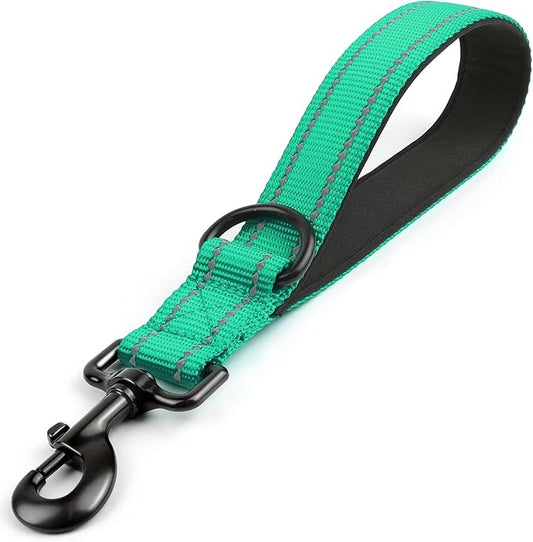 Joytale Strong Short Dog Leash 1FT, 1.2 Inch Wide, Heavy Duty, Padded Handle for Traffic Control, Reflective Leash for Medium and Large Dogs Walking Training, Teal