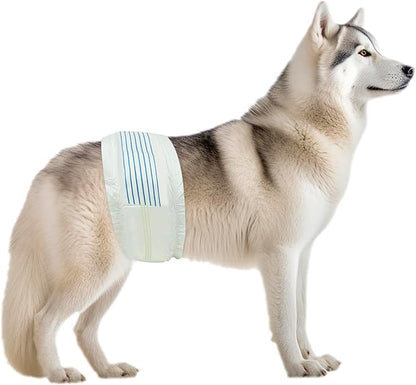 BV Dog Wraps Male Large (Waist 21-26in) Super Absorbent - 400 Count Disposable - Doggie Diapers with Wetness Indicator - Adjustable Male Dog Wraps - Ideal for Incontinence/Training