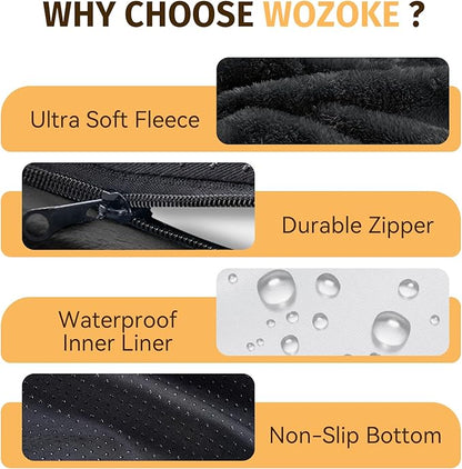 Orthopedic Washable Large Dog Bed: Memory Foam Waterproof Pet Bed with Bolsters - Removable Orthopedic Cover for Medium Large Sized Dog Bed - Non-Slip Bottom - Black