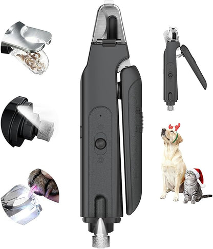 2-in-1 Cat Nail Clippers & Dog Nail Clippers Trimmers for Large Medium Small Dogs Cats Claw Trimmer Quick Sensor and Safety Guard USB Rechargeable with 2 LED Lights Dogs Nail Trimmer