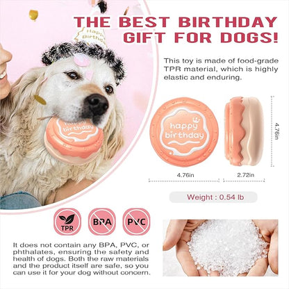 Large Size Cake Squeaky Dog Toy for Medium/Large Dogs Breed Aggressive Chewers Durable Bouncy Pink Squeak Toys