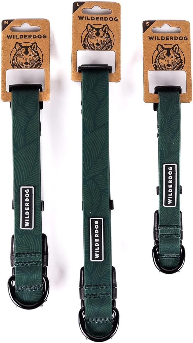 Wilderdog Waterproof Dog Collar - Repels Water & Dirt - Medium 13"-18" - Cedar
