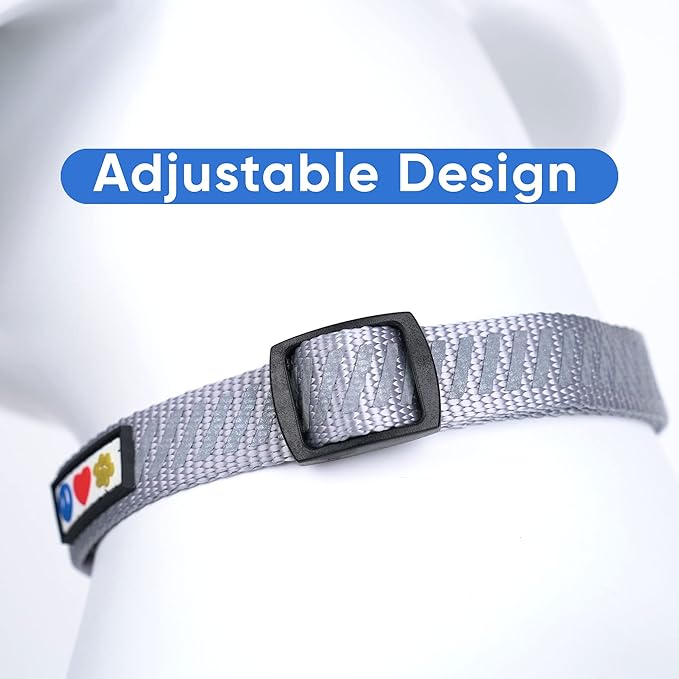Pawtitas Reflective Dog Collar Reflective Thread Reflective Dog Collar Personalized Name Phone Number Adjustable Collar for Small Dogs Small Puppy Grey Dog Collar Extra Small Breeds