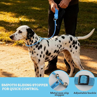 EVERKING Dog Slip Lead Dog Training Leash, No-Pull Slip Leash and Collar,Nylon Material Heavy-Duty and Durable,with Comfortable Padded Handle,Suitable for All Dogs (Blue(4.9-5.9FT-Metal Buckle))