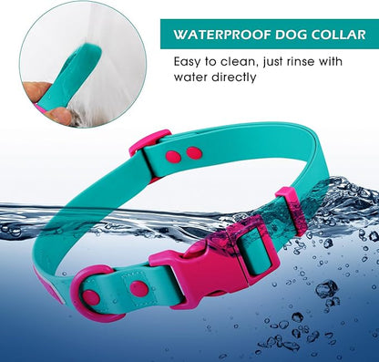 Wolfone Waterproof Adjustable Dog Collar for Small Medium Large Dogs Comfort Sturdy Odor Proof Easy Clean with Quick Release Buckle（Viridian Green Large）
