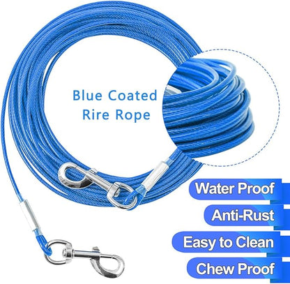 Tie Out Cable for Dogs,20FT Dog Leads,Heavy Duty Tie Out Cable for Large Dogs Up to 125lbs,Durable Dog Runner Tether Line for Outdoor,Yard