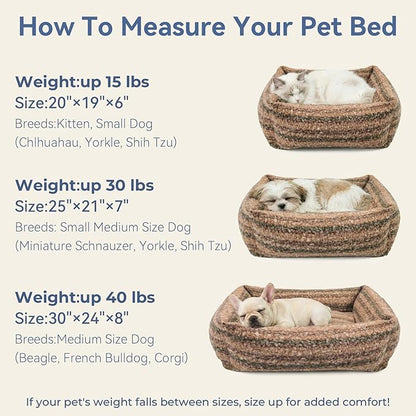 WESTERN HOME WH Dog Beds for Small Dogs & Cat, Washable Cat Bed - High Back Support Pet Sofa with Sides, Soft Small Pet Bed with Anti Slip Bottom, 20inch, Brown