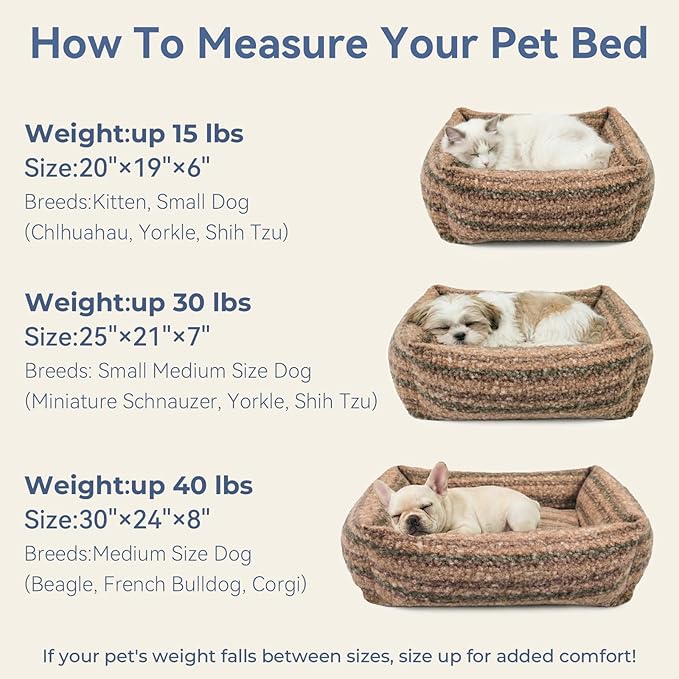 WESTERN HOME WH Dog Bed Medium Size Dogs - Washable Medium Dog Bed, High Back Support Pet Sofa with Sides, Soft Pet Beds with Anti Slip Bottom, 30inch, Brown