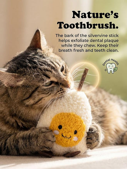 Petelligent Durable and lnteractive Cat Teething Stick Toys: Chewing Stick, Grinding Teeth Rod, and chewable Cat Doll for Your Pet's Entertainment (Egg Whites)