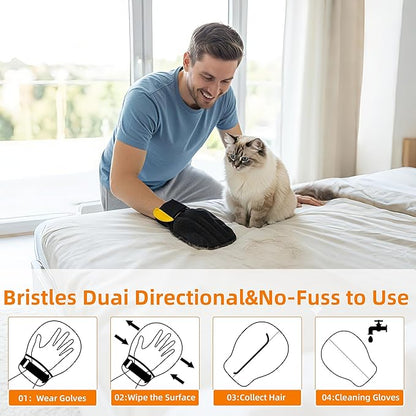 MMGOPET Pet Hair Remover Glove for Cats & Dogs, Patented Adjustable Strap, Reusable Five-Finger Grooming Glove, Non-Slip Fit, Removes Pet Hair from Couch, Carpet, Laundry & Car Seat, 2 Pcs