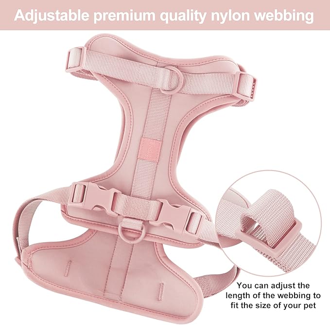 Wisedog No Pull Lightweight Dog Vest Harness with Soft and Comfortable Cushion, Breathable Mesh, for Small Medium Large Dogs Walking (L(Neck: 16.15"-20.86";Chest: 24.02"-38.19"), Gossamer Pink)
