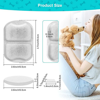 16 Pack Pet Fountain Filter Replacement for 7L/230oz/1.8G Stainless Steel Dog Water Fountain - Cat Water Fountain Filters and Sponges