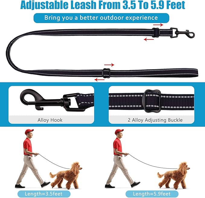 Martingale Dog Collar and Leash Set Martingale Collars for Dogs Reflective Martingale Collar for Small Medium Large Dogs(Black&L)