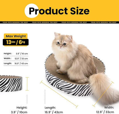 Conlun Oval Cat Scratcher Bed, 2-in-1 Cat Scratching Board, Natural Corrugated Cardboard Scratch Pad Lounge, Sealed Base Traps Debris,No Assembly Kitty Furniture,Stylish Colors Blends Any Home Decor